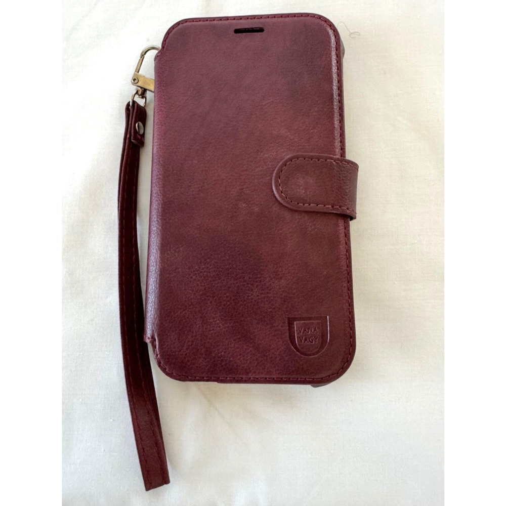 VANAVAGY iphone 12 Pro 6.1 inch Burgundy Phone Wallet Case